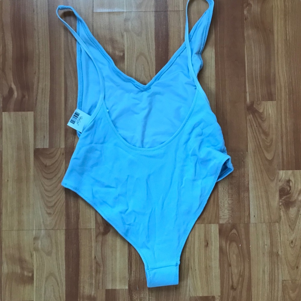 Blue Ribbed One Piece Swim - Picture 4 of 5